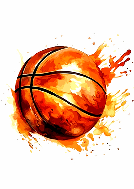 Basketball with Fiery Splatter