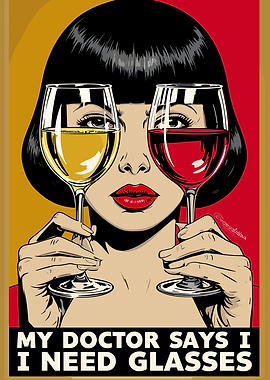 Woman with Wine Glasses