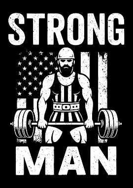 Strong Man Weightlifting American Flag