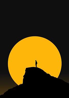 Minimal Lone Explorer Sunset Wall Art