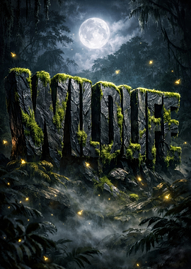 Wildlife text in a mystical forest