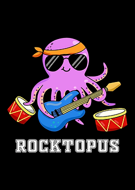 Rocktopus Playing Guitar and Drums