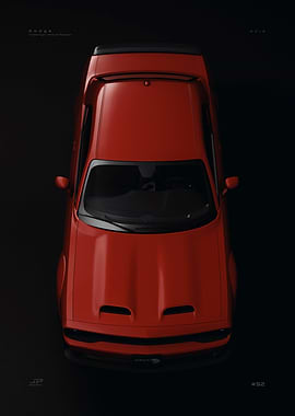 Red Dodge Challenger Top View