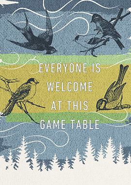 Vintage Inclusive Board Game Room Poster, Birds and Nature