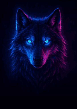 Neon Wolf Portrait
