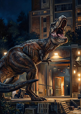 Tyrannosaurus Rex Roaring at Night