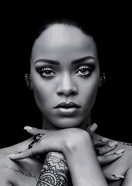 Rihanna Black and White Portrait