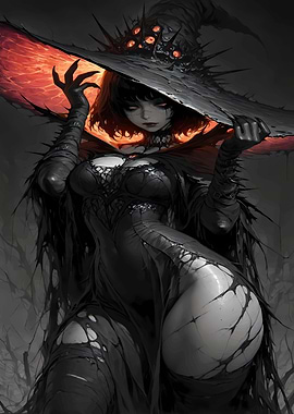 Dark Witch with Fiery Hat