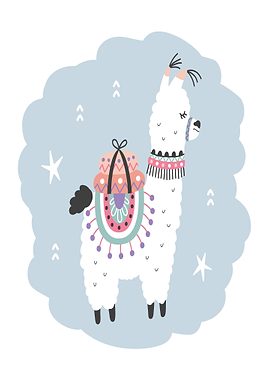 Cute Llama with Colorful Saddle