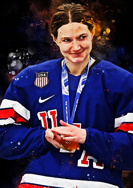 Lee Stecklein Hockey Player with Gold Medal