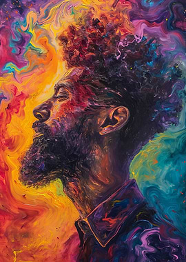 Vibrant Abstract Portrait of a Man