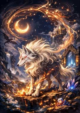 Fantasy Wolf with Magical Aura