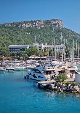 Luxury Yachts in a Mediterranean Harbor