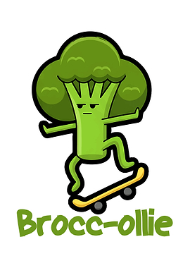 Broccoli character skateboarding