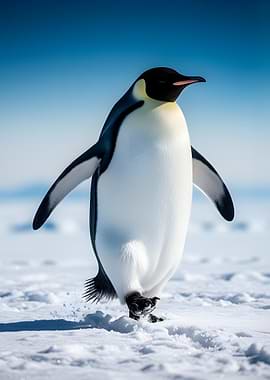 Emperor Penguin Walking on Ice