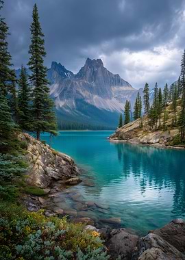 Turquoise Lake and Jagged Mountains