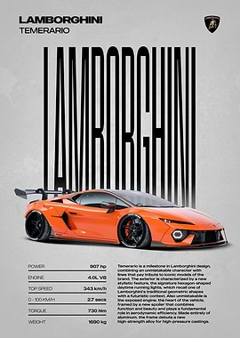 Lamborghini Temerario Car Poster