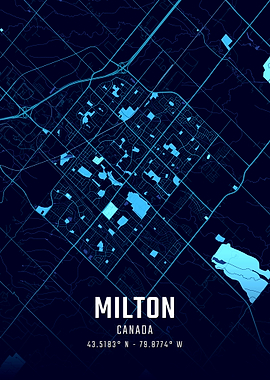 Milton Canada Midnight City Map