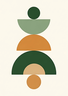 Retro Boho Geometric Abstract Poster | Mid Century Modern Wall Art | Minimalist Shapes Print