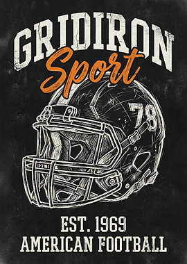 American Football Helmet Vintage Poster
