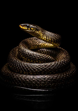 Coiled Snake with Yellow Accents