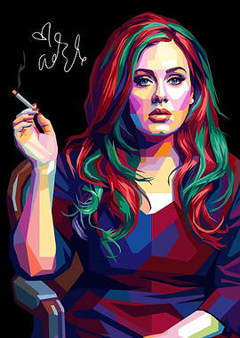 Adele Smoking in Pop Art Style
