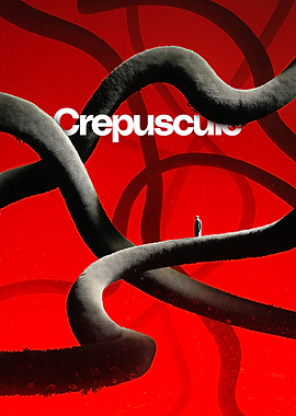 Crepuscule abstract art with figure