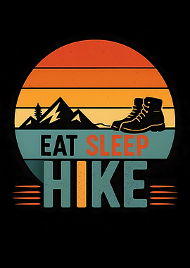 Eat Sleep Hike Retro Sunset