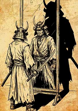 Samurai Warrior in Mirror