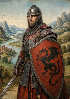 Knight with Dragon Shield and Sword