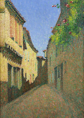 Impressionist Alleyway with Roses