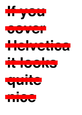 Text with red lines