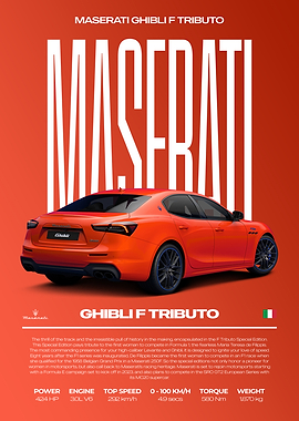 Maserati Ghibli F Tributo Car Poster