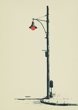 Street Lamp with Red Light
