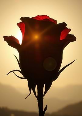 Silhouette Rose at Sunset
