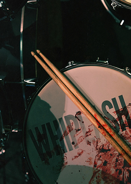 Whiplash Drumsticks on Drum Head