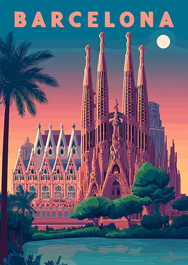 Barcelona Sagrada Familia Travel Poster