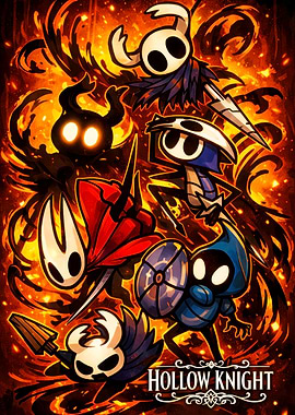 Hollow Knight Characters and Logo