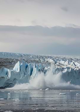 Glacier calving into the ocean