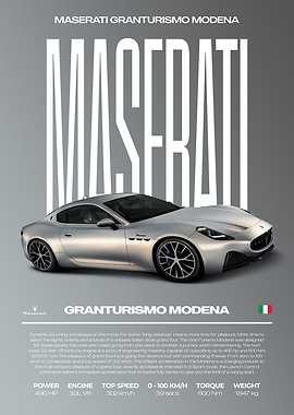 Maserati Granturismo Modena Car Poster