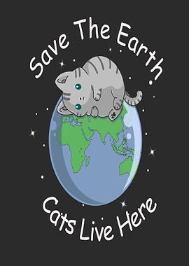 Cute Cat on Earth Illustration