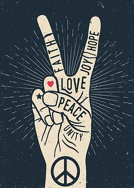 Peace Hand Symbol with Words