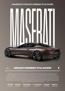 Maserati Granturismo Folgore Car Poster