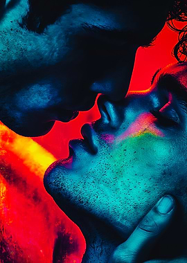 Cinematic Neon Male Couple Portrait