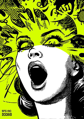 Screaming Woman in Pop Art Style