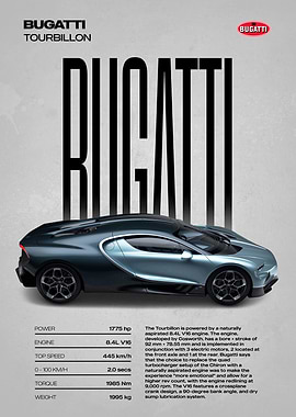 Bugatti Tourbillon Car Poster
