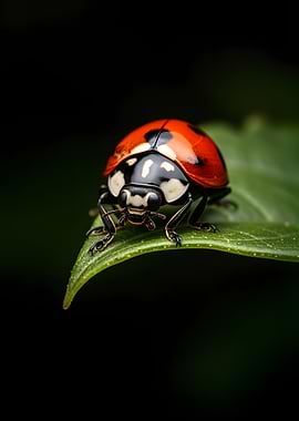 Ladybug on a Green Leaf