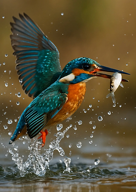 Kingfisher with Fish in Mouth