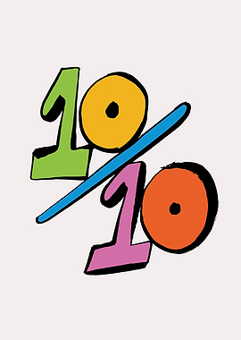 10% symbol with colorful numbers