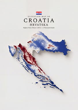 Elevation Map of Croatia